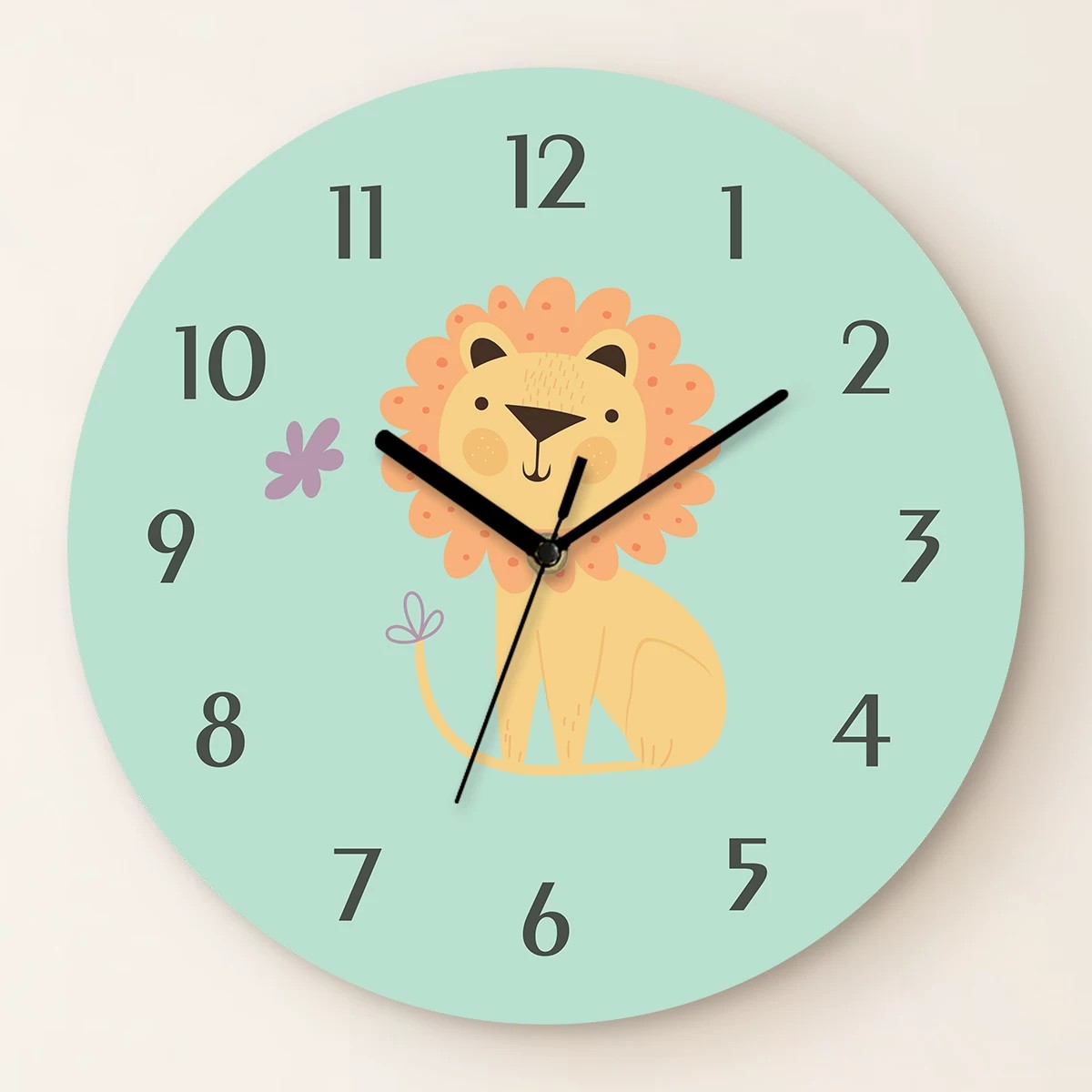 Children's Animal Cartoon Wall Clock, Frameless 3mm Acrylic, Kids Bedroom Decor
