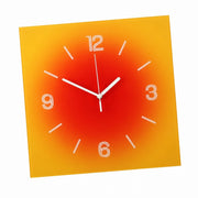 Compact Square Abstract Wall Clock, Frameless 3 mm Panel, Sunset Art, Nordic Style – Sunset Afterglow / 20 x 20 cm (compact size)
