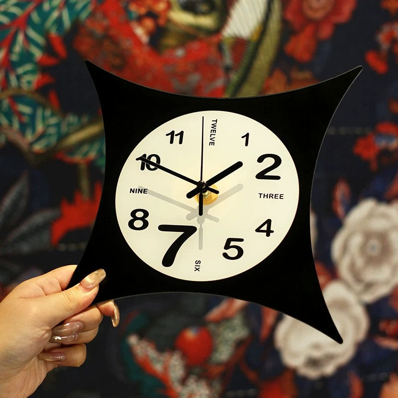 Pillow-Shaped Art Wall Clock, Dark, Frameless 3 mm Panel, Modern Decor