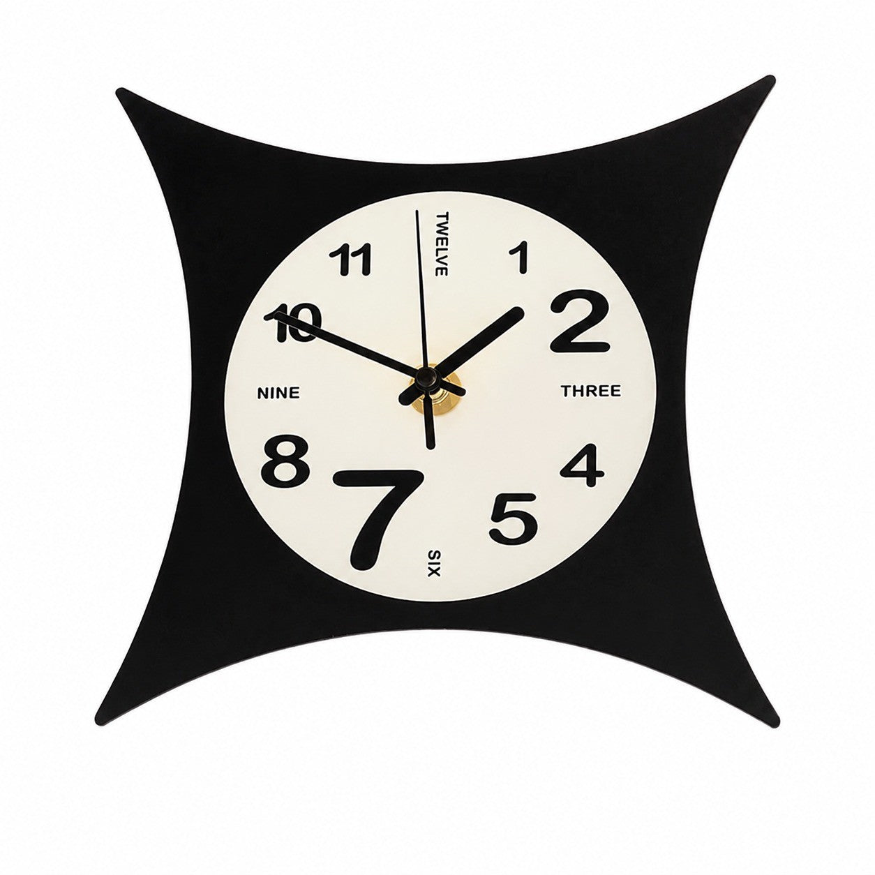 Pillow-Shaped Art Wall Clock, Dark, Frameless 3 mm Panel, Modern Decor – Tales of Time, Black