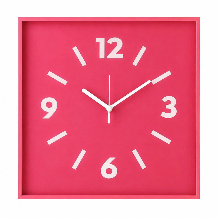 China Aluminum Frame Silent Wall Clock, Modern Dopamine Art, Battery Powered – Berry Pink / Extra Large, 40 x 40 cm