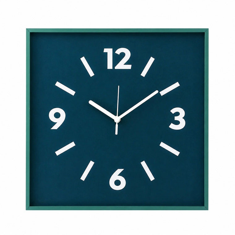 China Aluminum Frame Silent Wall Clock, Modern Dopamine Art, Battery Powered – Ink Green / Large, 30 x 30 cm