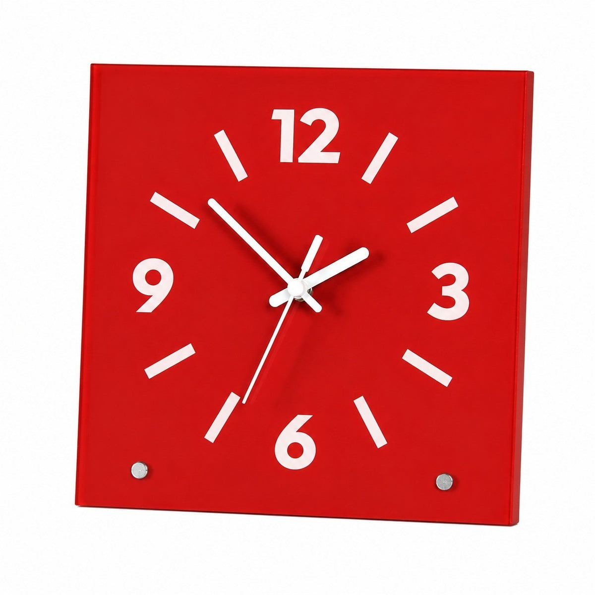 Klein Square Tabletop Clock, Frameless 3 mm Panel, Modern Minimalist Desk Decor Wall Clock – Chinese Red