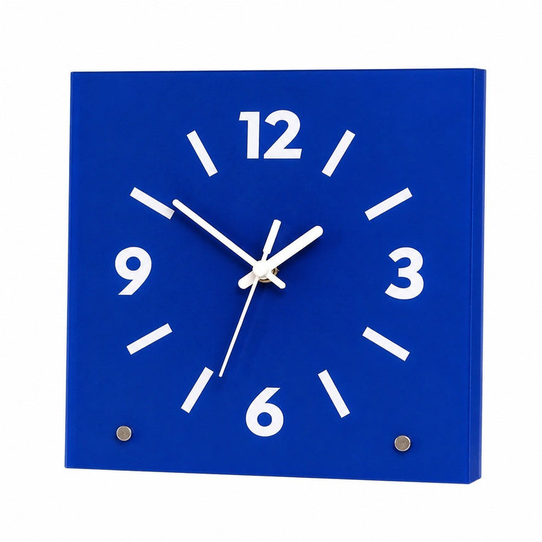 Klein Square Tabletop Clock, Frameless 3 mm Panel, Modern Minimalist Desk Decor Wall Clock – Klein Blue