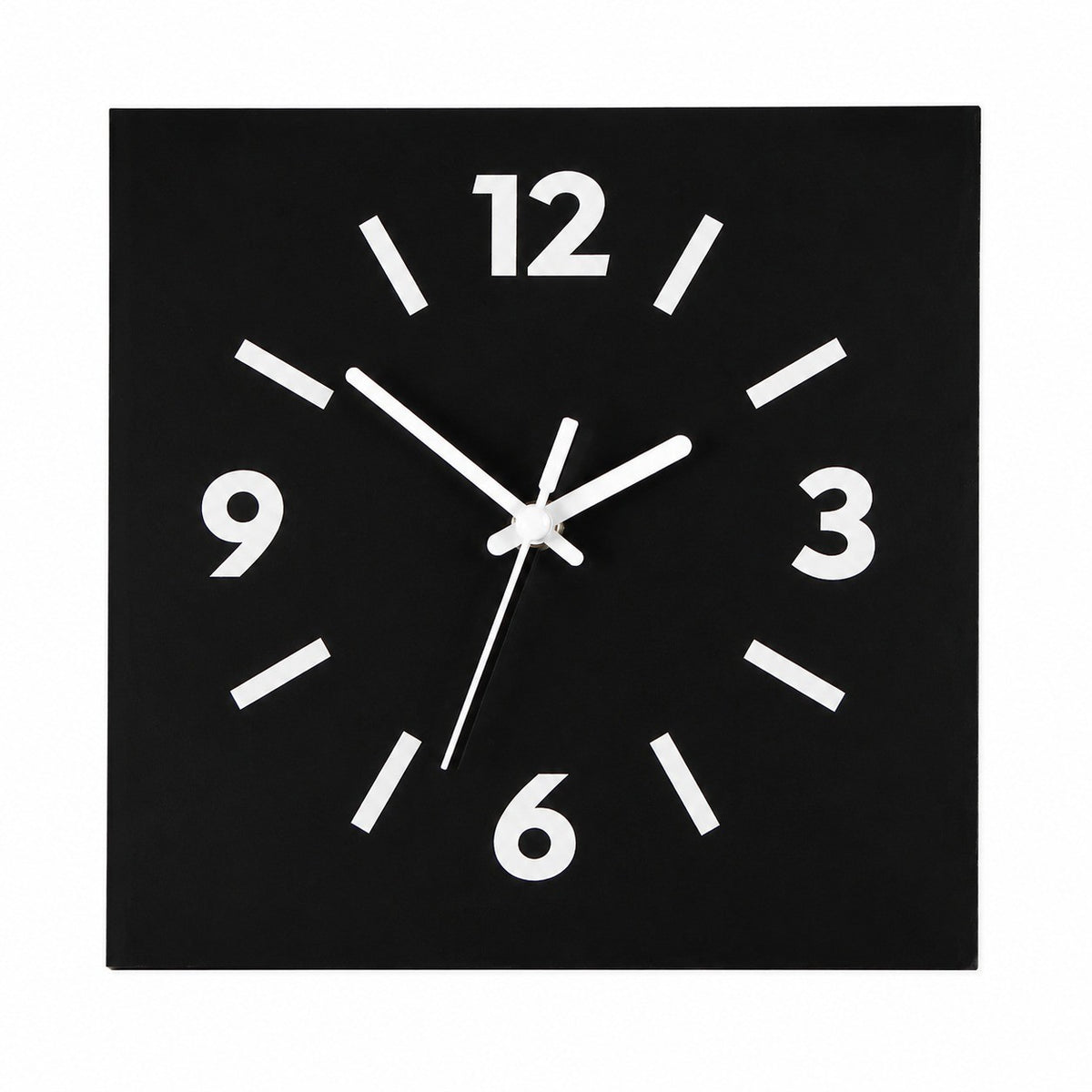 Klein Square Tabletop Clock, Frameless 3 mm Panel, Modern Minimalist Desk Decor Wall Clock – Vanta Black