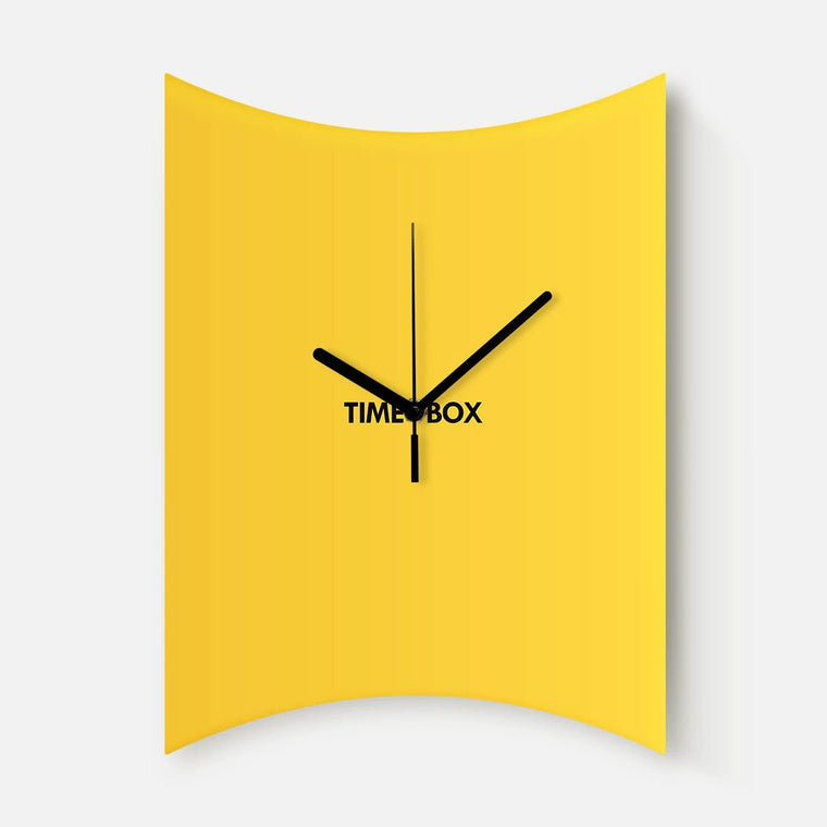 Modern Time Box Art Wall Clock, Frameless 3 mm Panel, Living Room – Time Box, Yellow