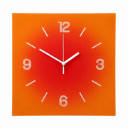 Compact Square Abstract Wall Clock, Frameless 3 mm Panel, Sunset Art, Nordic Style – Setting Sun / 40 x 40 cm