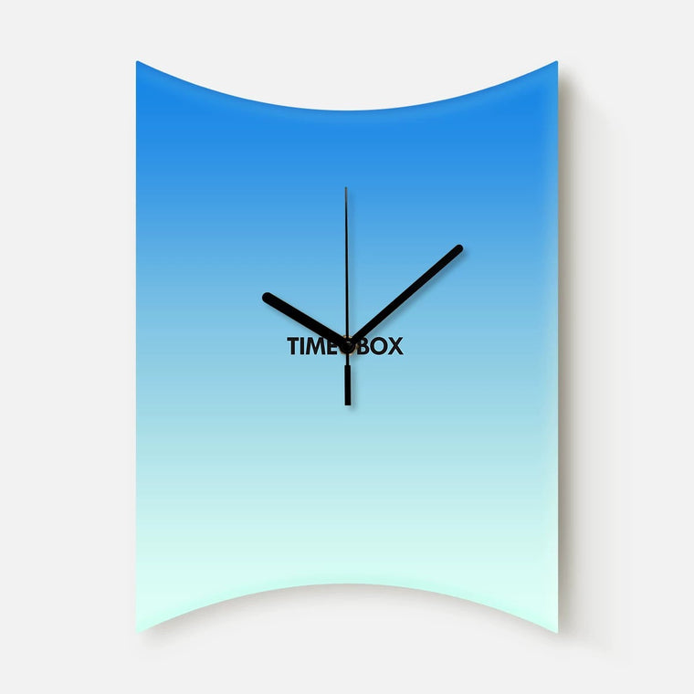 Modern Time Box Art Wall Clock, Frameless 3 mm Panel, Living Room – Time Box, Blue