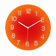 Round Sunset Art Silent Wall Clock, Frameless Nordic Decor for Living Room – Orange Moon / Small, 20 x 20 cm (compact size)