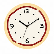 Rings Cartoon Silent Wall Clock, Cream Style, Frameless, Battery Powered – Red Rings / Extra Large, 40 cm Diameter