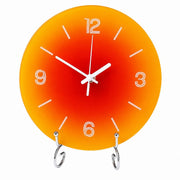 Modern Round Table Clock with Stand, Frameless 3 mm Panel, Sunset Design for Living Room – Sunset Tabletop