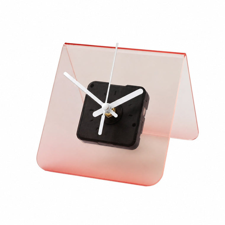 Translucent Gradient Acrylic Table Clock, Frameless 3mm Panel, 12x13., Quiet Movement Wall – Cherry Mist Translucent Table Clock, Tabletop Only