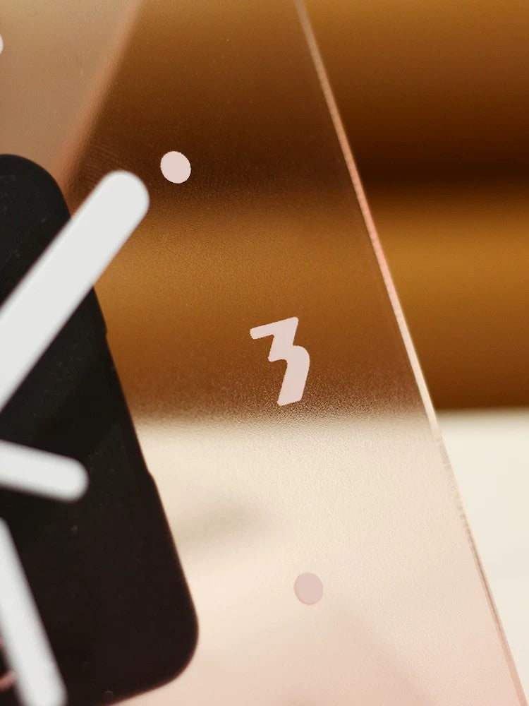 Translucent Gradient Acrylic Table Clock, Frameless 3mm Panel, 12x13., Quiet Movement Wall