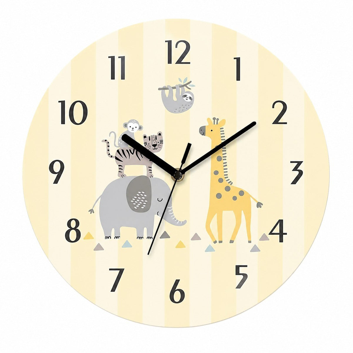 Children's Animal Cartoon Wall Clock, Frameless 3mm Acrylic, Kids Bedroom Decor – Who Is Taller? / 30 x 30 cm