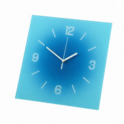 Compact Square Abstract Wall Clock, Frameless 3 mm Panel, Sunset Art, Nordic Style – Seaside Evening Breeze / 40 x 40 cm