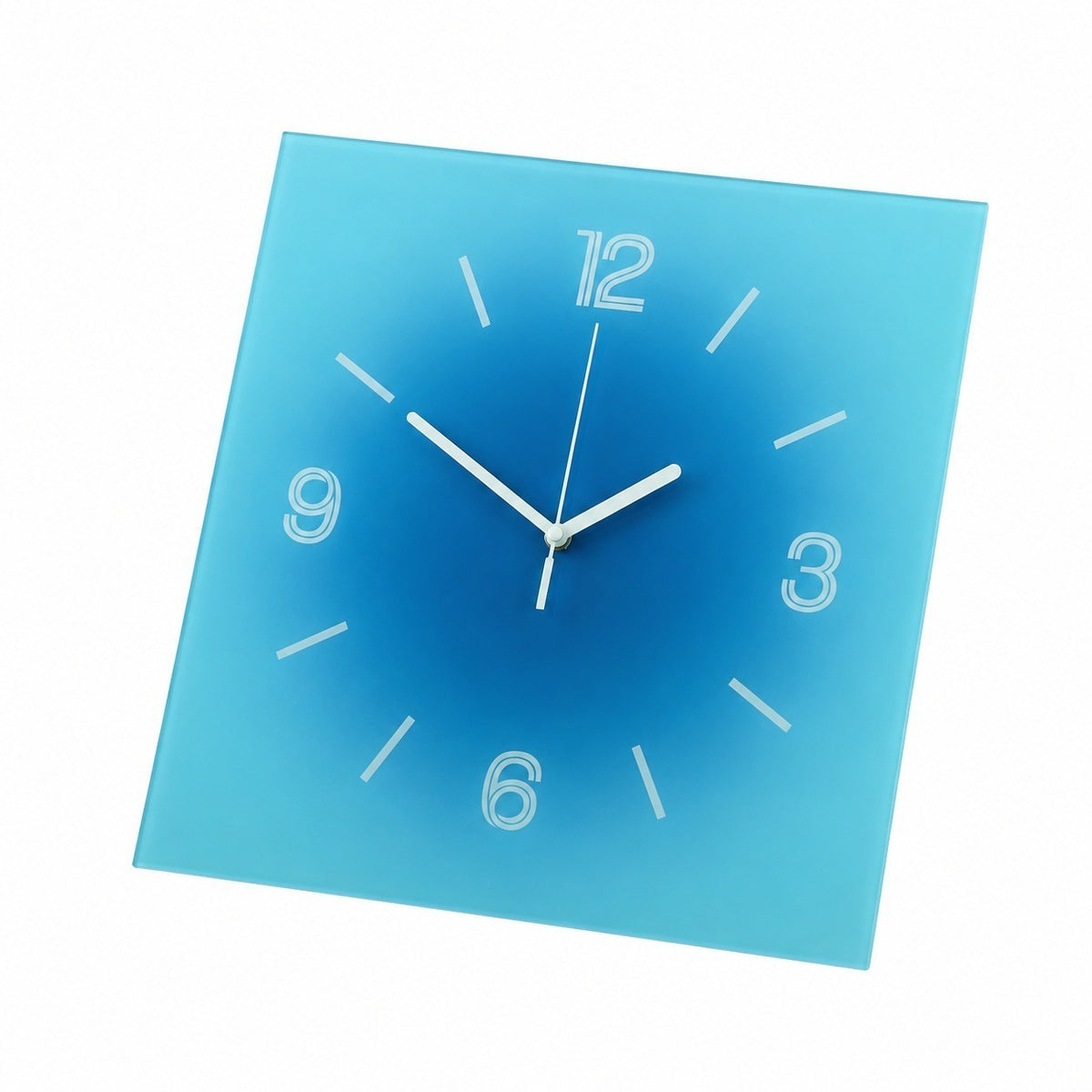 Compact Square Abstract Wall Clock, Frameless 3 mm Panel, Sunset Art, Nordic Style – Seaside Evening Breeze / 40 x 40 cm