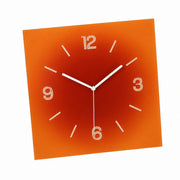 Compact Square Abstract Wall Clock, Frameless 3 mm Panel, Sunset Art, Nordic Style – Amber Dusk / 40 x 40 cm