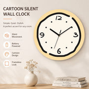Rings Cartoon Silent Wall Clock, Cream Style, Frameless, Battery Powered