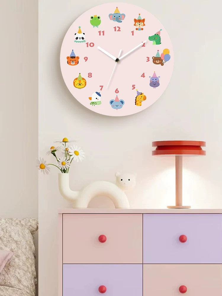 Children's Animal Cartoon Wall Clock, Frameless 3mm Acrylic, Kids Bedroom Decor