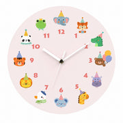 Children's Animal Cartoon Wall Clock, Frameless 3mm Acrylic, Kids Bedroom Decor – Cute Pet Party / 30 x 30 cm