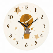 Children's Animal Cartoon Wall Clock, Frameless 3mm Acrylic, Kids Bedroom Decor – Reaching for the Stars / 40 x 40 cm