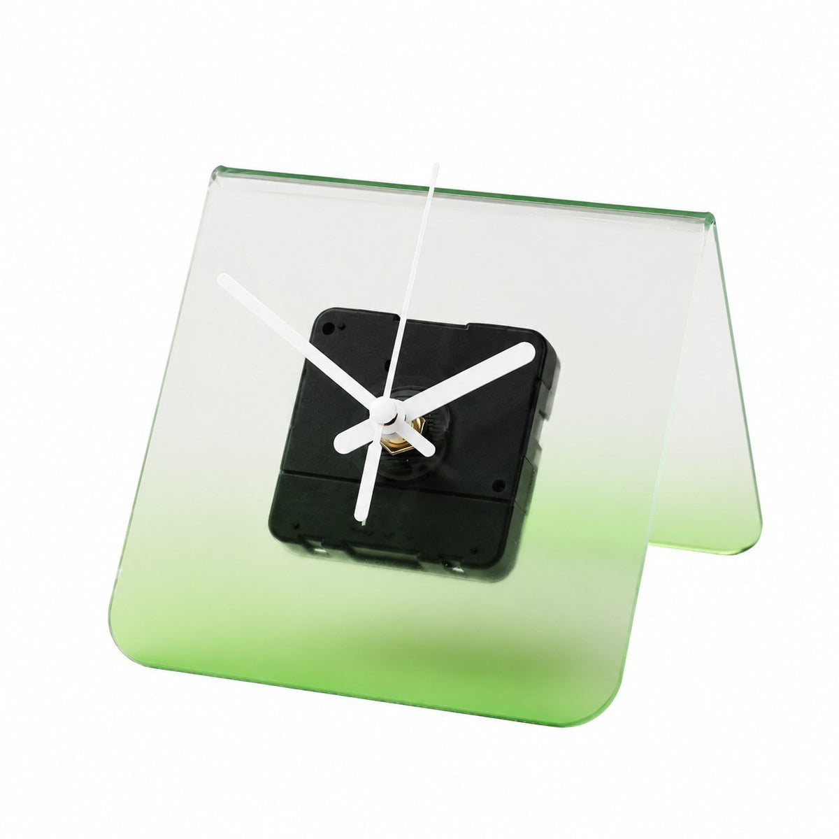 Translucent Gradient Acrylic Table Clock, Frameless 3mm Panel, 12x13., Quiet Movement Wall – Mint Crystal Translucent Table Clock, Tabletop Only