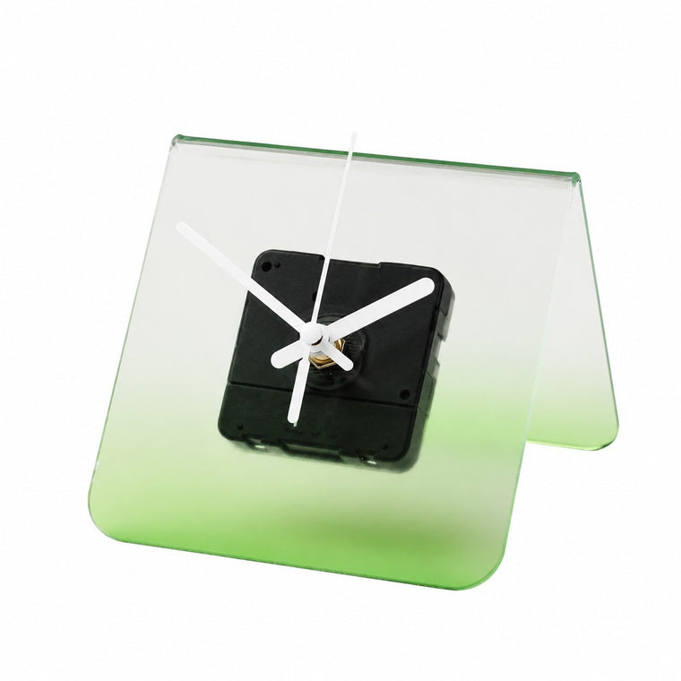 Translucent Gradient Acrylic Table Clock, Frameless 3mm Panel, 12x13., Quiet Movement Wall – Mint Crystal Translucent Table Clock, Tabletop Only