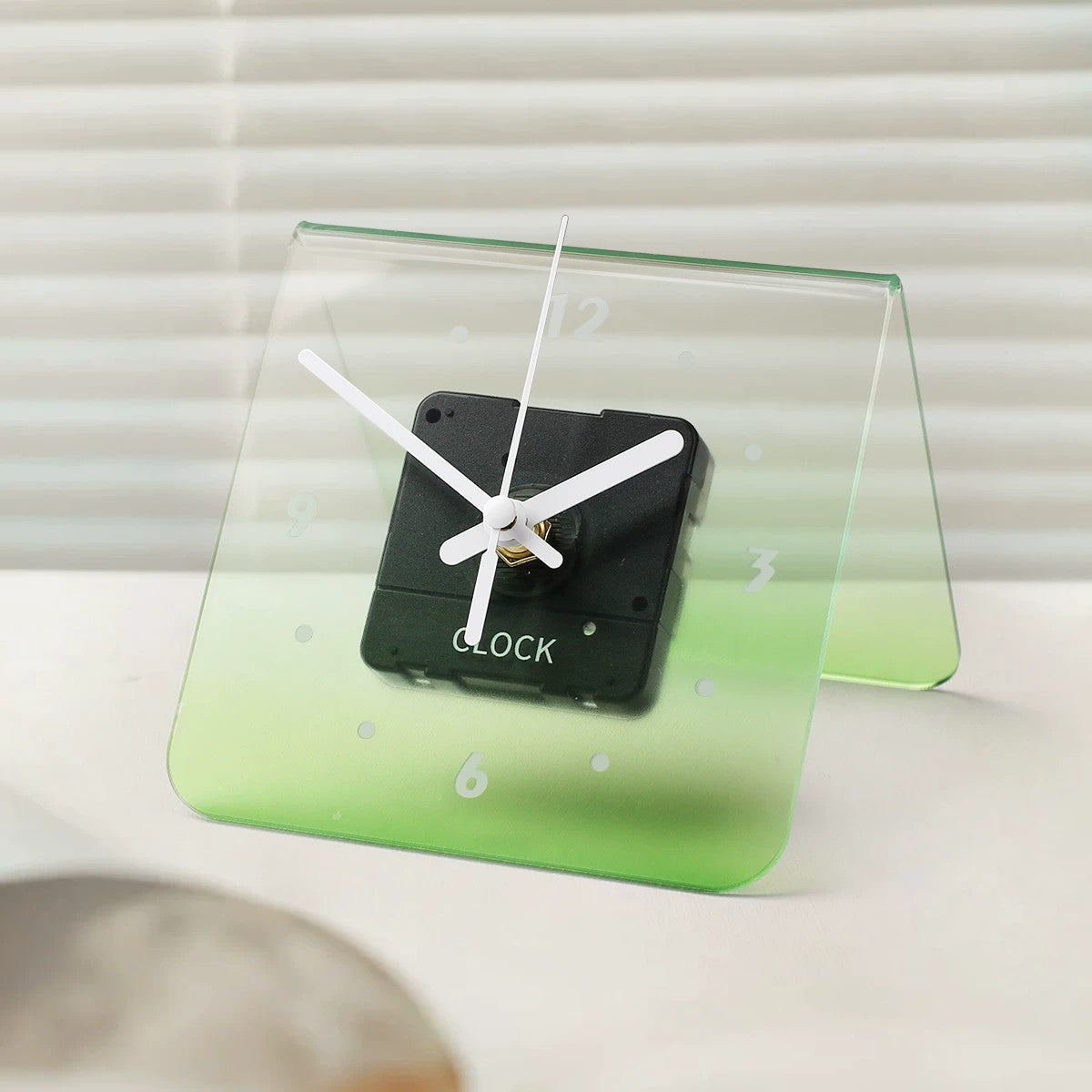 Translucent Gradient Acrylic Table Clock, Frameless 3mm Panel, 12x13., Quiet Movement Wall