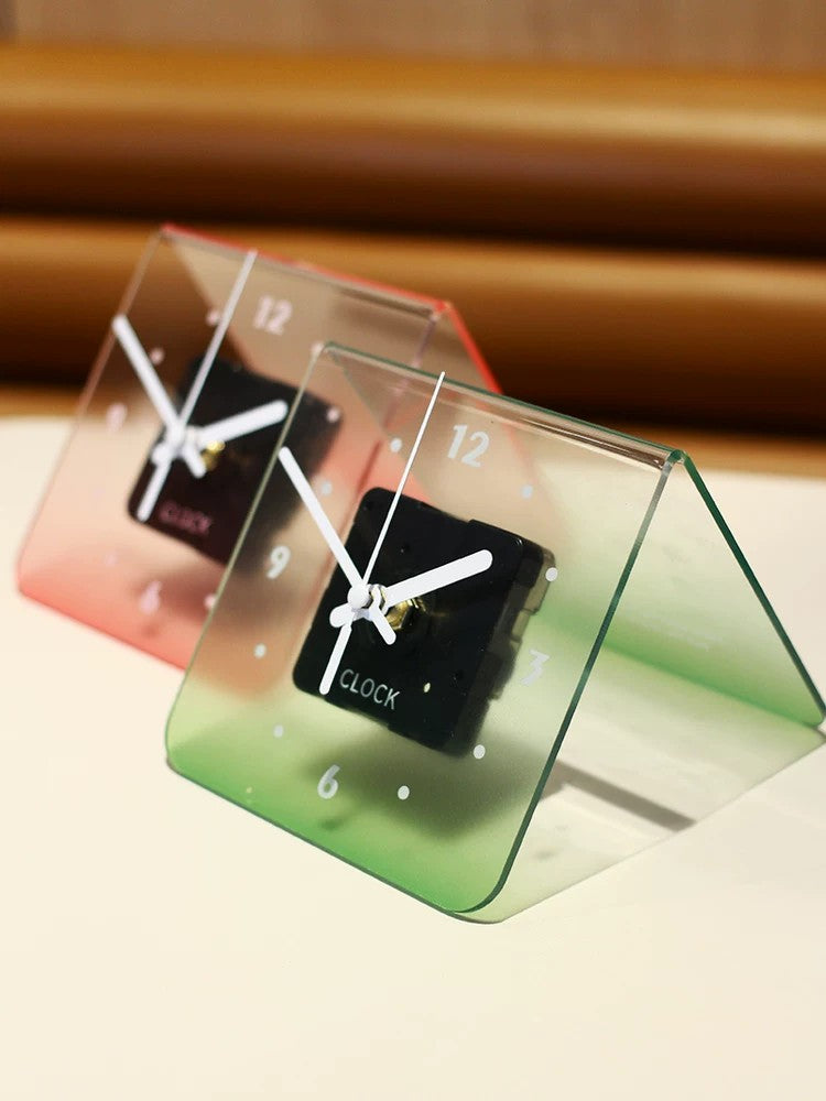 Translucent Gradient Acrylic Table Clock, Frameless 3mm Panel, 12x13., Quiet Movement Wall