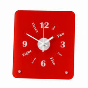 Time Postcard Table Clock, Frameless 3 mm Panel, Modern Decor for Living Room Study Wall – Time Postcard, Red, Tabletop Only