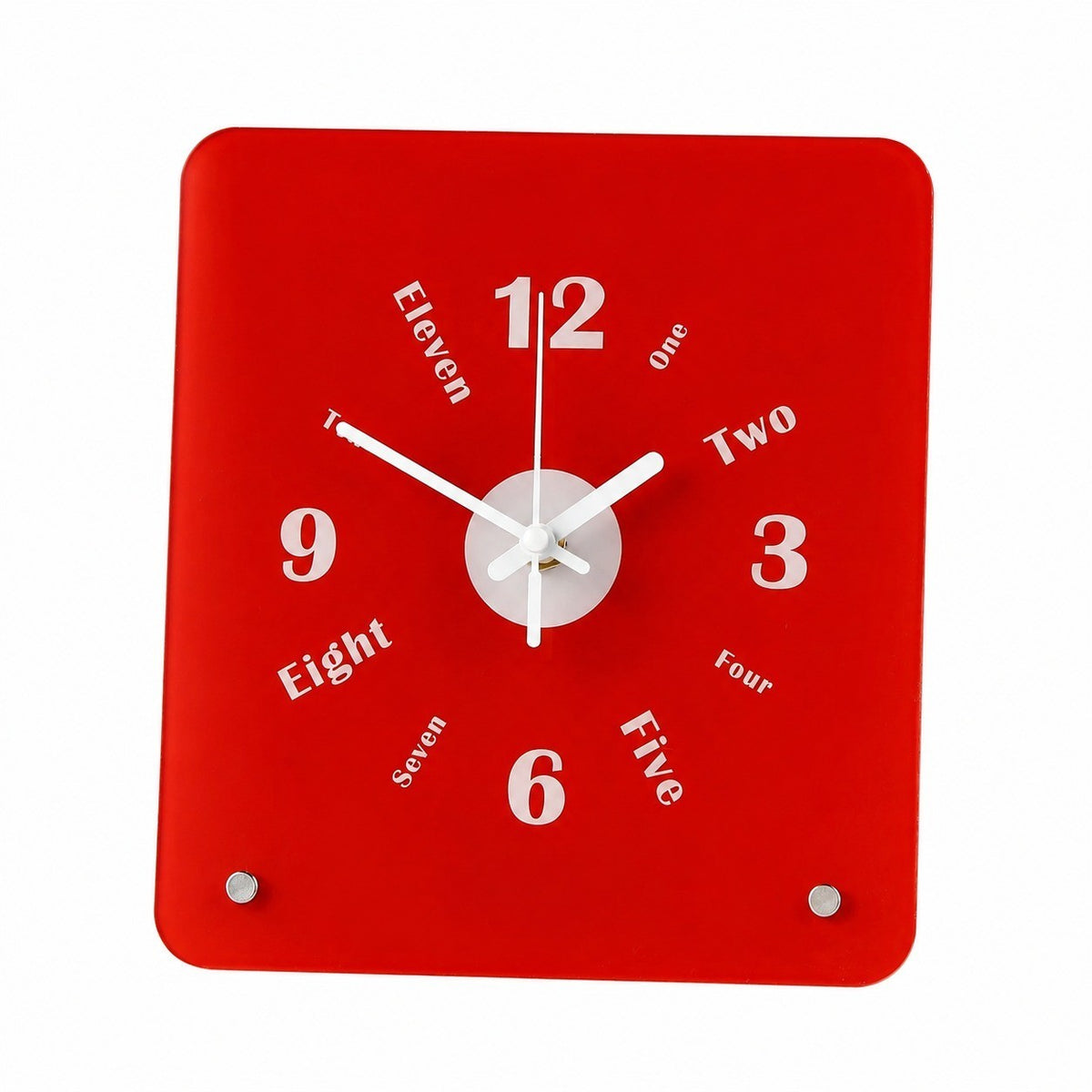 Time Postcard Table Clock, Frameless 3 mm Panel, Modern Decor for Living Room Study Wall – Time Postcard, Red, Tabletop Only