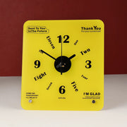 Time Postcard Table Clock, Frameless 3 mm Panel, Modern Decor for Living Room Study Wall
