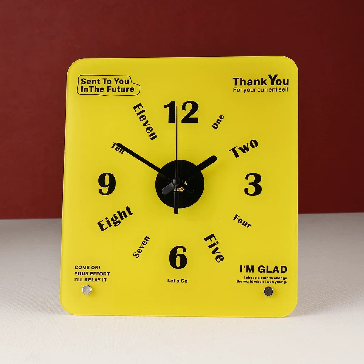 Time Postcard Table Clock, Frameless 3 mm Panel, Modern Decor for Living Room Study Wall