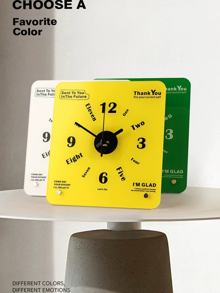 Time Postcard Table Clock, Frameless 3 mm Panel, Modern Decor for Living Room Study Wall