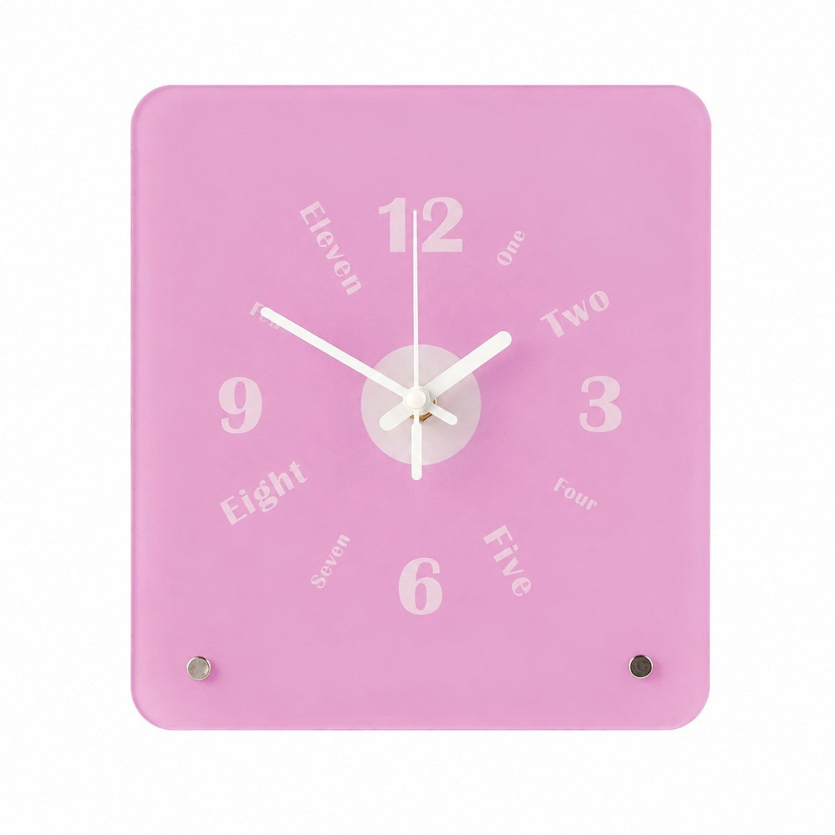 Time Postcard Table Clock, Frameless 3 mm Panel, Modern Decor for Living Room Study Wall – Time Postcard, Pink, Tabletop Only