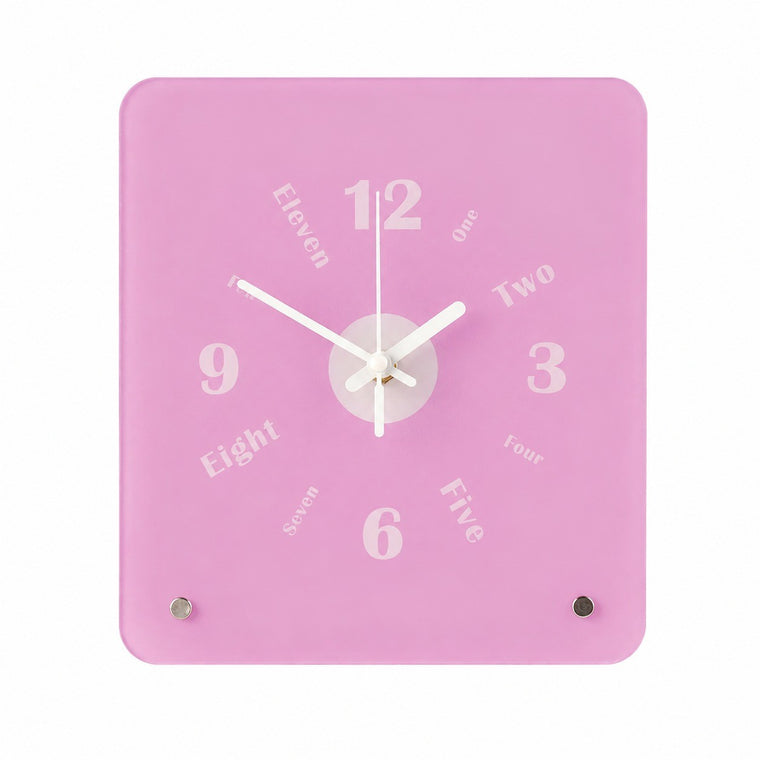 Time Postcard Table Clock, Frameless 3 mm Panel, Modern Decor for Living Room Study Wall – Time Postcard, Pink, Tabletop Only