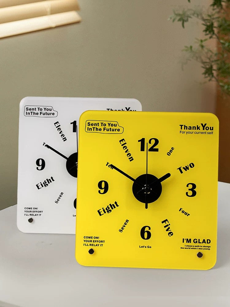 Time Postcard Table Clock, Frameless 3 mm Panel, Modern Decor for Living Room Study Wall