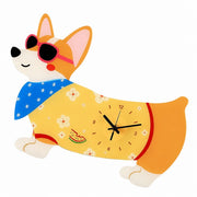 Polka-Dot Dachshund Cartoon Dog Wall Clock, Frameless 3 mm Panel – Hawaiian Corgi