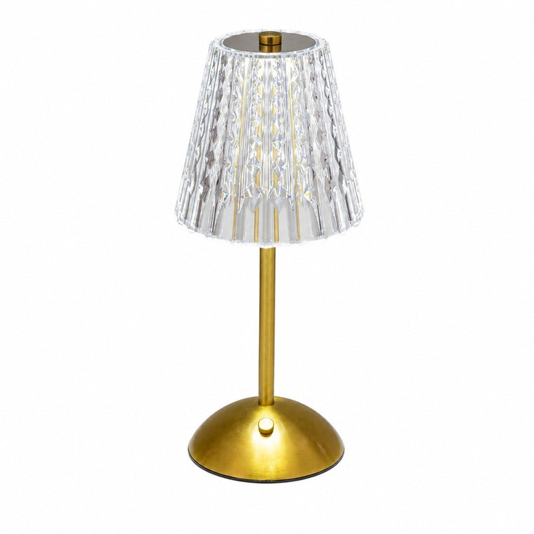 LED Crystal Night Light Table Lamp, Touch Control, Battery Powered, Warm, Bedroom Bar Decor – White light