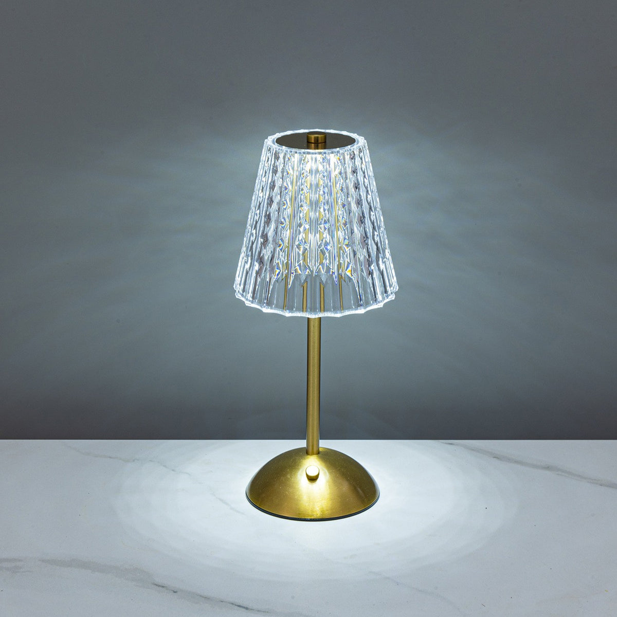 LED Crystal Night Light Table Lamp, Touch Control, Battery Powered, Warm, Bedroom Bar Decor