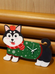 Polka-Dot Dachshund Cartoon Dog Wall Clock, Frameless 3 mm Panel