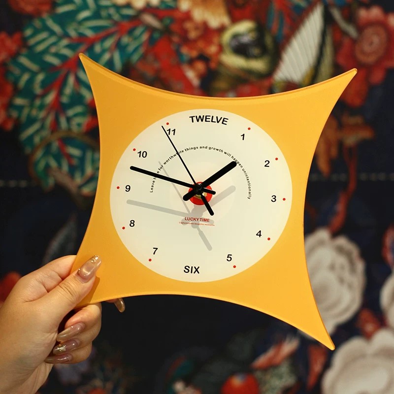 Pillow-Shaped Art Wall Clock, Dark, Frameless 3 mm Panel, Modern Decor