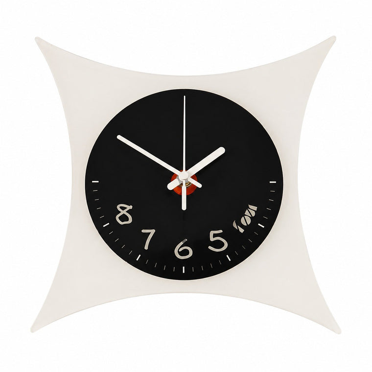 Pillow-Shaped Art Wall Clock, Dark, Frameless 3 mm Panel, Modern Decor – Fading Time, Black and White
