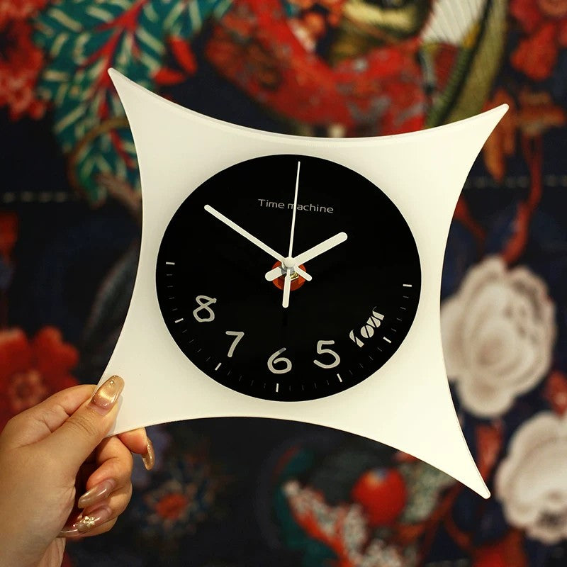 Pillow-Shaped Art Wall Clock, Dark, Frameless 3 mm Panel, Modern Decor