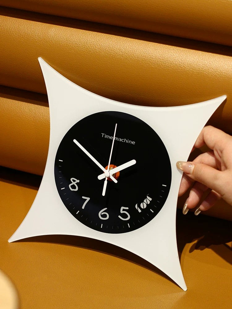 Pillow-Shaped Art Wall Clock, Dark, Frameless 3 mm Panel, Modern Decor