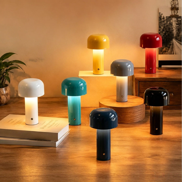 Iron Mushroom Table Lamp, Wireless Charging Touch Night Light, Nordic Bedside Decor