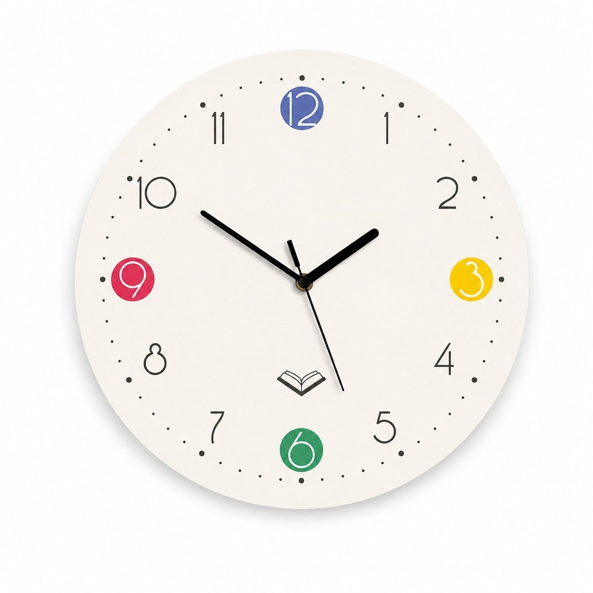 Children's Learning Wall Clock, 24-Hour Numeral Dial, Frameless 3mm Panel – Learn the Time, 12-Hour Dial with Minute Marks / 30 x 30 cm (Large)