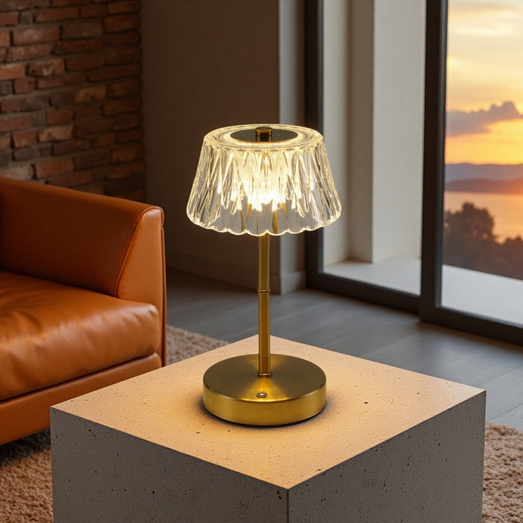 Iron Art Acrylic Flower Table Lamp, 3-Color Touch Night Light, Bedside Decor, Hotel