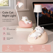 Rechargeable Silicone Cat Night Light, Soft Eye Protection, Tap Control, Gift for Girls