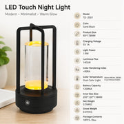 Rechargeable Touch LED Night Light, All-Aluminum, Acrylic, Camping Tent Decor, Bedroom